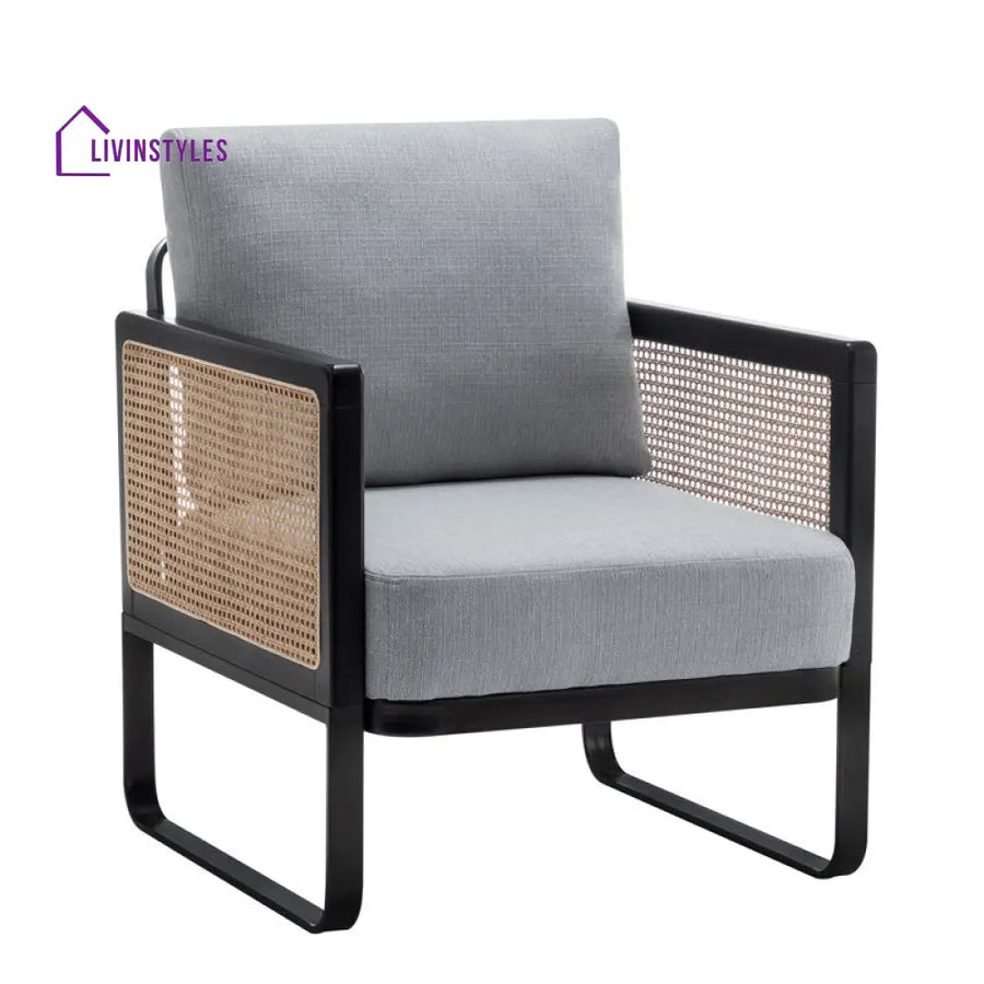 Anoushka Solid Wood and Fabric Arm Chair | Living Room Chair | Lounge Chair