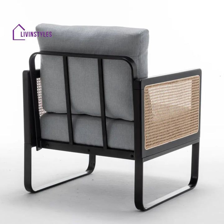 Anoushka Solid Wood and Fabric Arm Chair | Living Room Chair | Lounge Chair