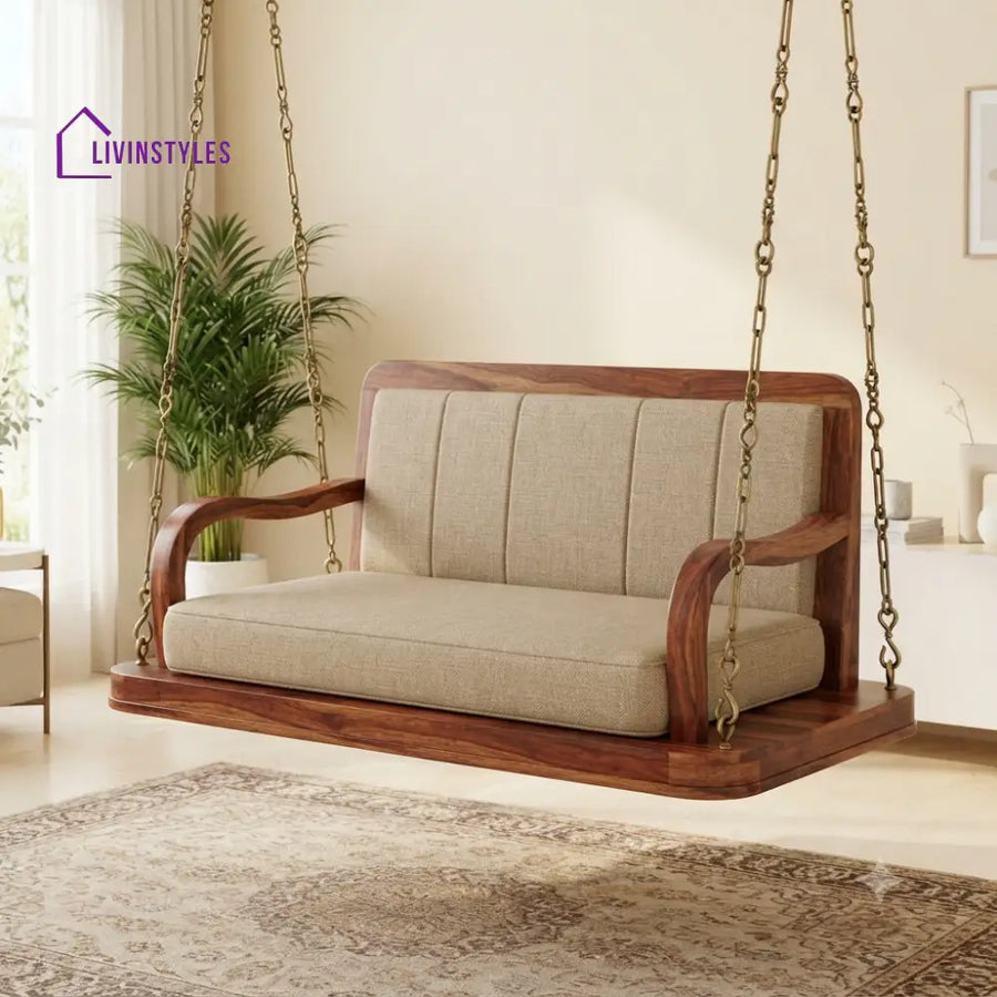 Anselme 2 Seater Wooden Swing for Home | Wooden Jhula for home