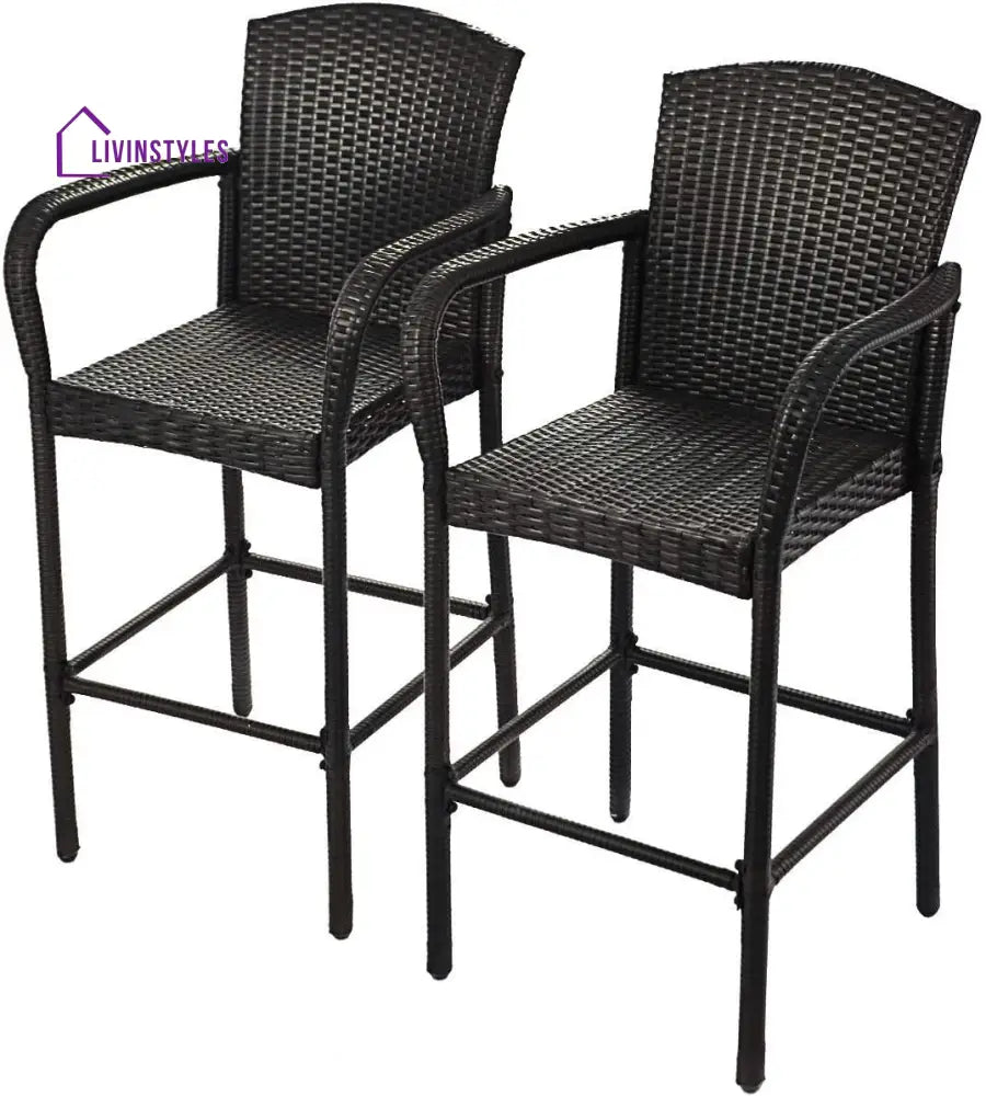 Anselmo Outdoor Patio Bar Chair 2 Chairs For Balcony (Dark Brown) - Bar Sets