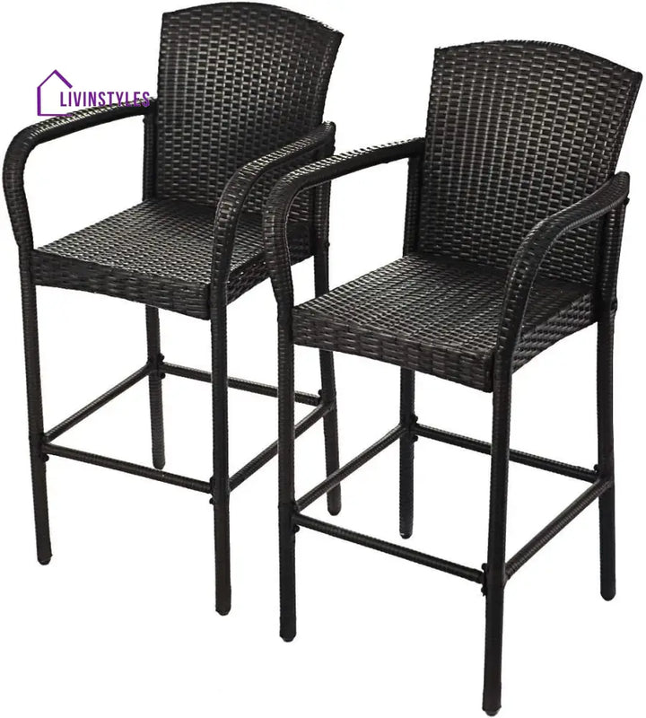 Anselmo Outdoor Patio Bar Chair 2 Chairs For Balcony (Dark Brown) - Bar Sets