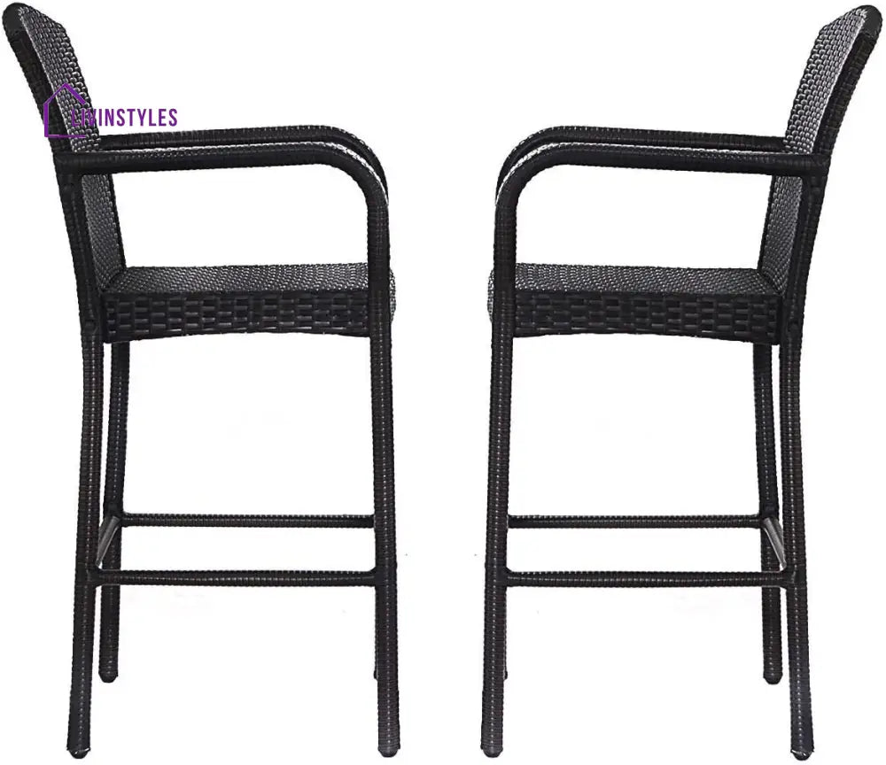 Anselmo Outdoor Patio Bar Chair 2 Chairs For Balcony (Dark Brown) - Bar Sets