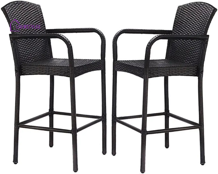 Anselmo Outdoor Patio Bar Chair 2 Chairs For Balcony (Dark Brown) - Bar Sets