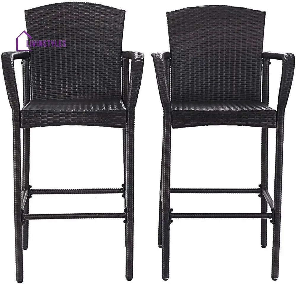 Anselmo Outdoor Patio Bar Chair 2 Chairs For Balcony (Dark Brown) - Bar Sets