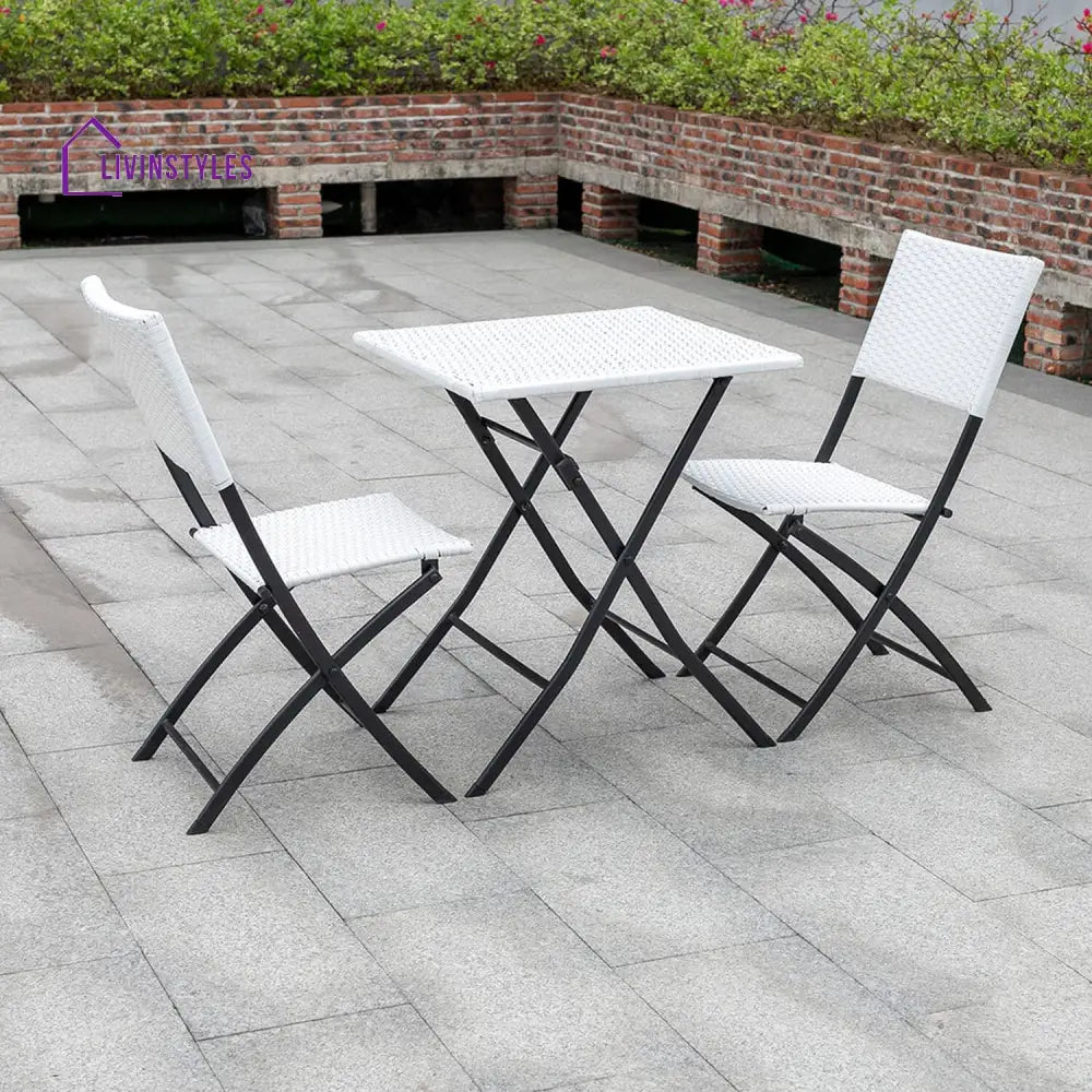 Ansgar Outdoor Patio Seating Set 2 Chairs and 1 Table Set (White) - Coffee Table Sets