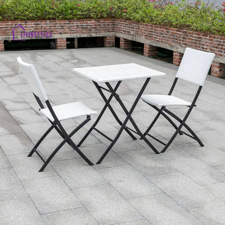 Ansgar Outdoor Patio Seating Set 2 Chairs and 1 Table Set (White) - Coffee Table Sets