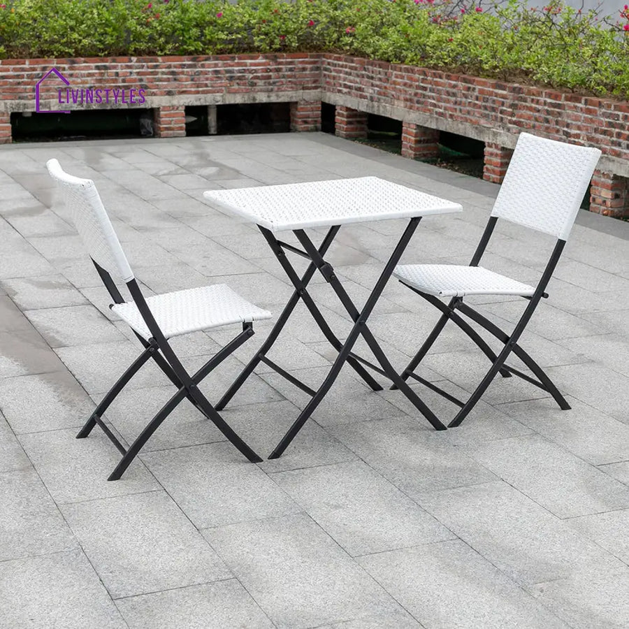Ansgar Outdoor Patio Seating Set 2 Chairs and 1 Table Set (White) - Coffee Table Sets