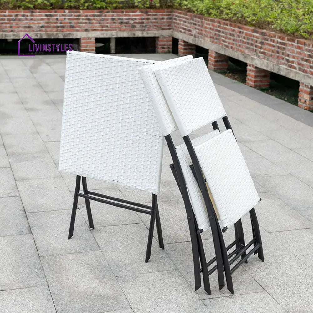 Ansgar Outdoor Patio Seating Set 2 Chairs and 1 Table Set (White) - Coffee Table Sets