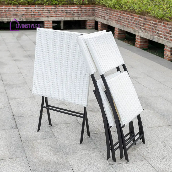 Ansgar Outdoor Patio Seating Set 2 Chairs and 1 Table Set (White) - Coffee Table Sets