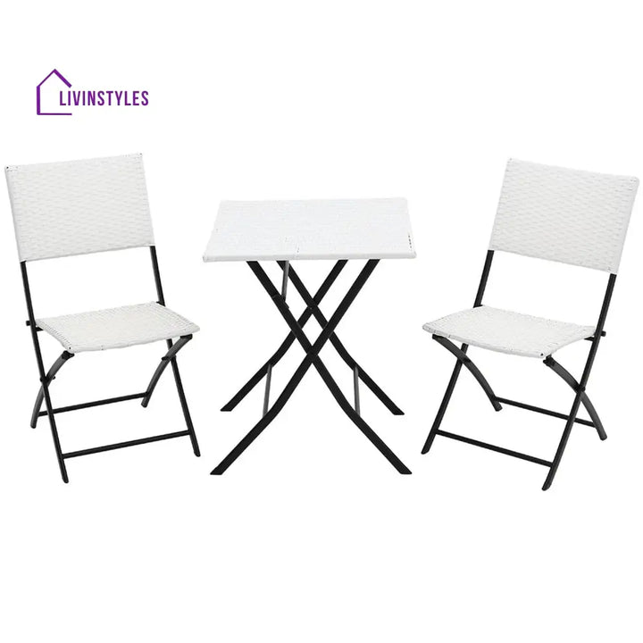 Ansgar Outdoor Patio Seating Set 2 Chairs and 1 Table Set (White) - Coffee Table Sets