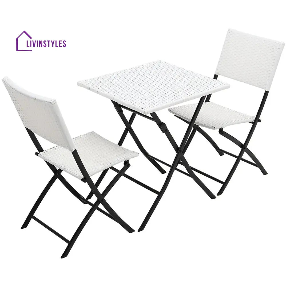 Ansgar Outdoor Patio Seating Set 2 Chairs and 1 Table Set (White) - Coffee Table Sets