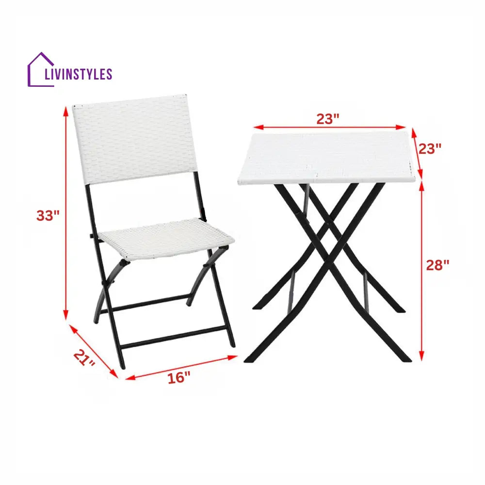 Ansgar Outdoor Patio Seating Set 2 Chairs and 1 Table Set (White) - Coffee Table Sets