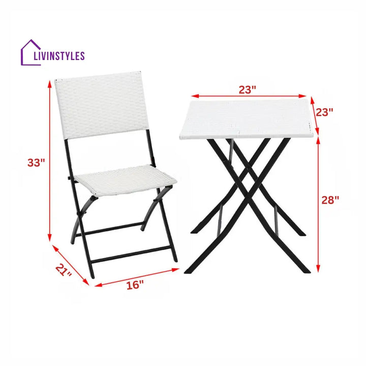 Ansgar Outdoor Patio Seating Set 2 Chairs and 1 Table Set (White) - Coffee Table Sets