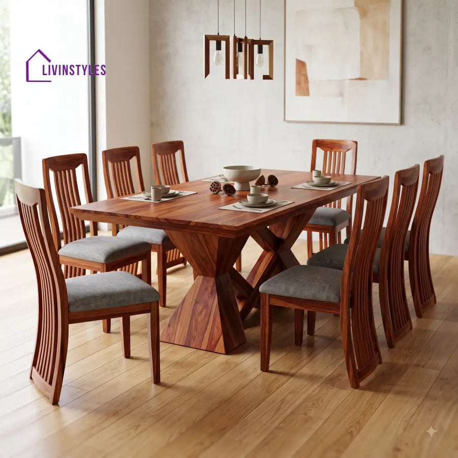Ansh Premium Solid Wood 8 Seater Dining Table Set