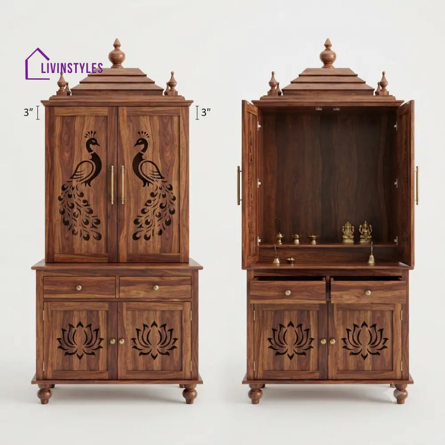 Anshika Premium Solid Wood Home Temple | Pooja Mandir for Home