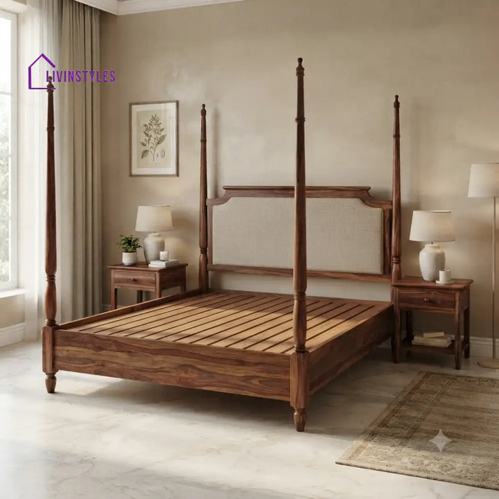 Anthony Solid Sheesham Wood Poster Bed Without Storage