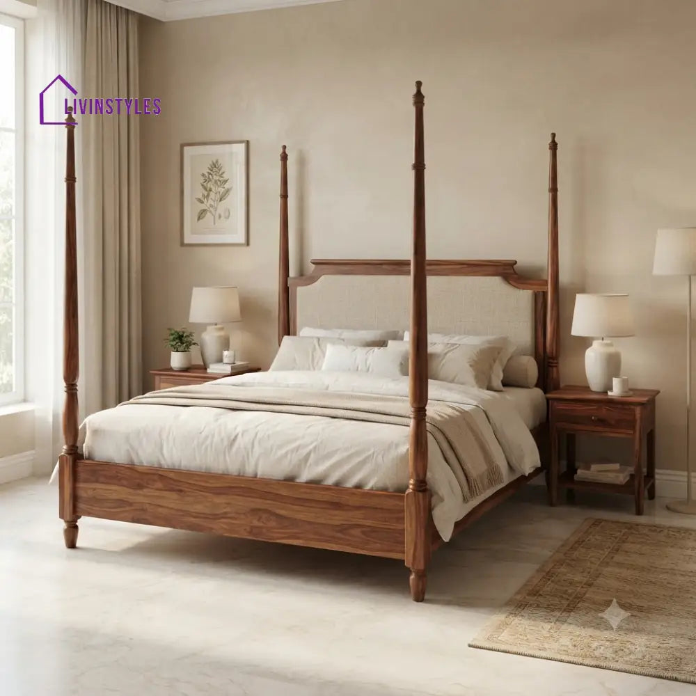 Anthony Solid Sheesham Wood Poster Bed Without Storage