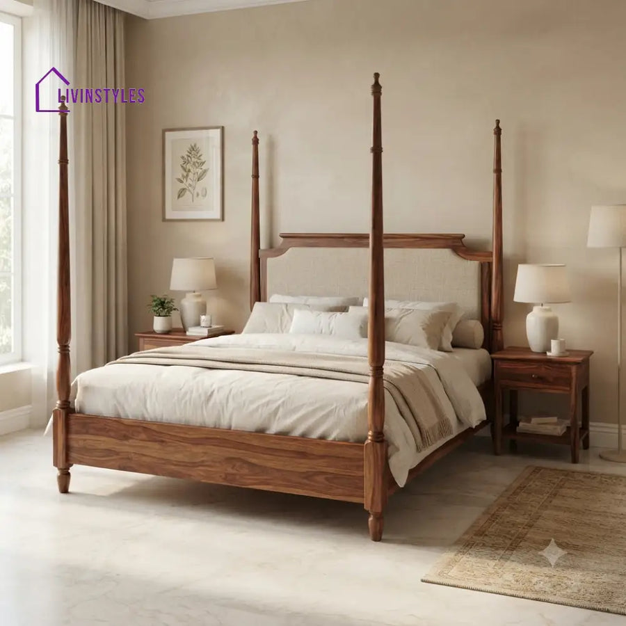 Anthony Solid Sheesham Wood Poster Bed Without Storage