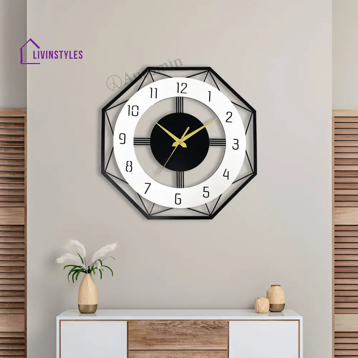 Antique Hexagon Stylish Metal Wall Clock 40 cm l 16 inch