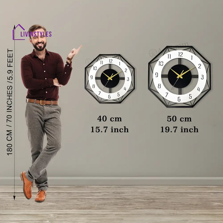 Antique Hexagon Stylish Metal Wall Clock