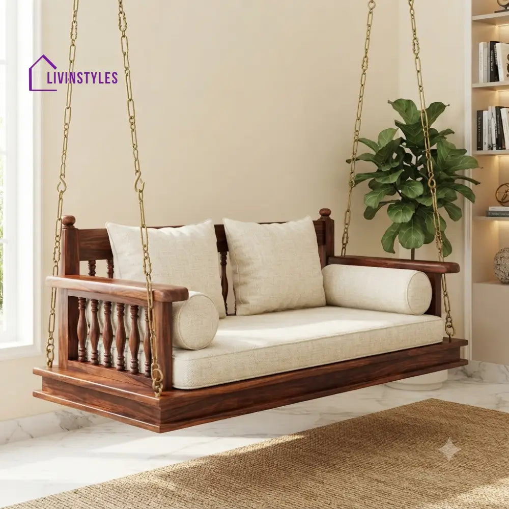 Antoine 2 Seater Wooden Swing for Home | Wooden Jhula for home