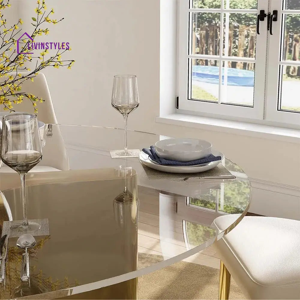 Anton 5-Piece Modern Round Glass Dining Table Sets for 4