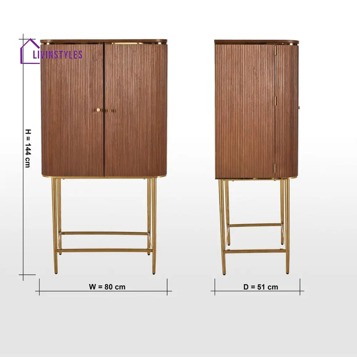 Anton Elegant Striped Cut Bar Cabinet