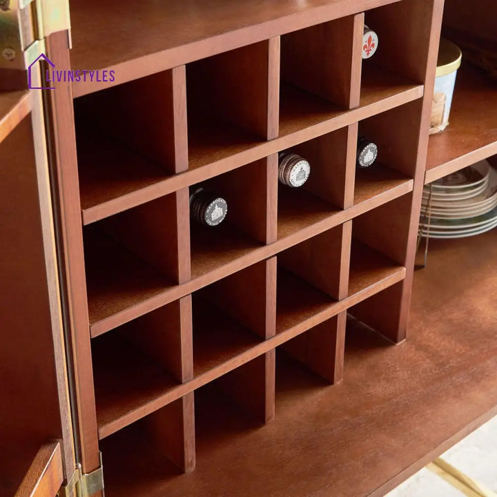 Anton Elegant Striped Cut Bar Cabinet