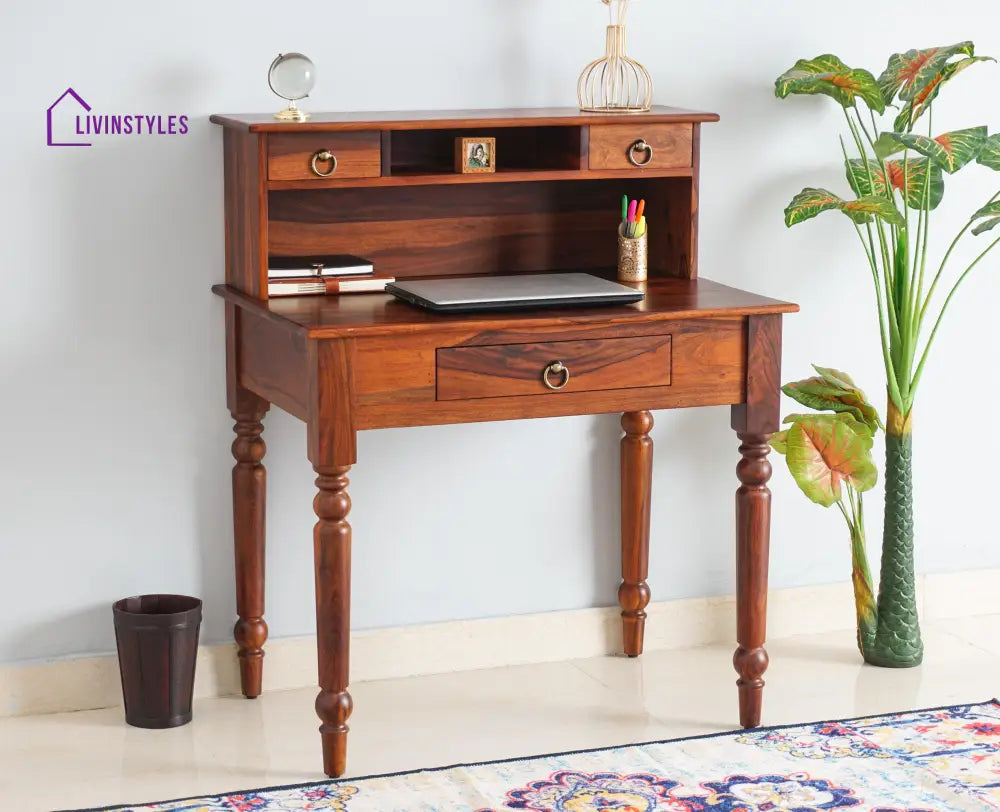 Antonia Solid Wood Study Table Maple Finish