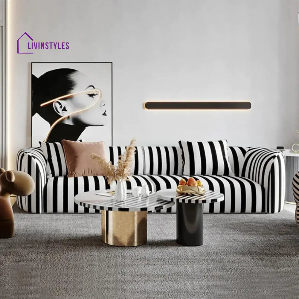 Antonina 3 Seater Sofa in black and white colour
