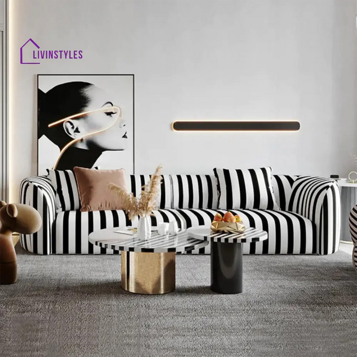 Antonina 3 Seater Sofa in black and white colour