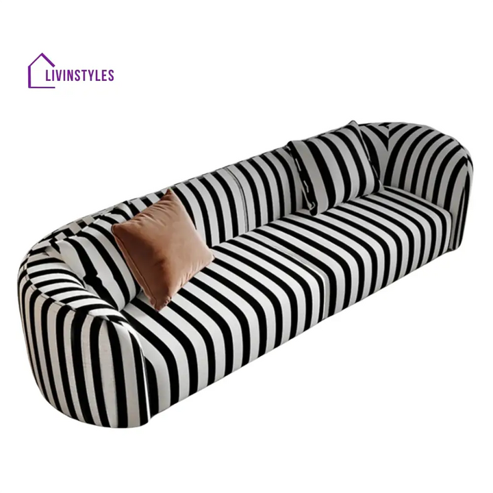 Antonina 3 Seater Sofa in black and white colour