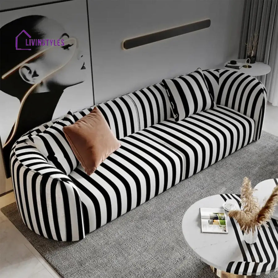 Antonina 3 Seater Sofa in black and white colour