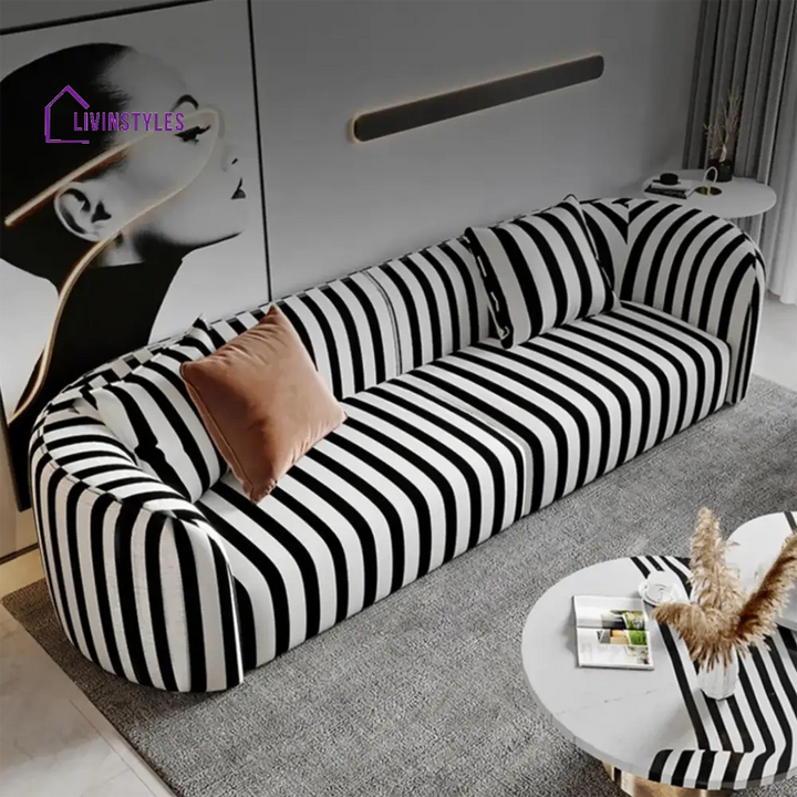 Antonina 3 Seater Sofa in black and white colour