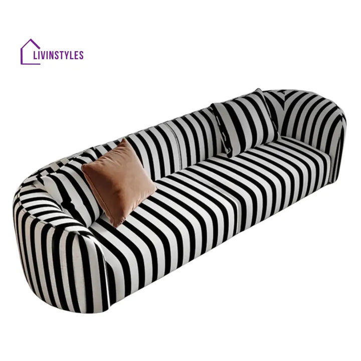 Antonina 3 Seater Sofa in black and white colour
