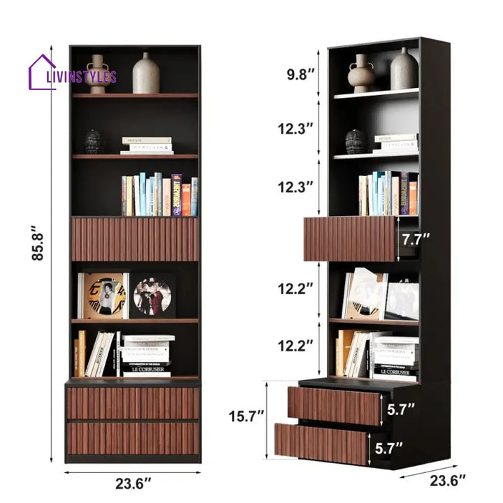 Antonina Engineered Wood Bookshelves | Bookshelf for Living Room | Bedroom | Drawing Room | Study Room