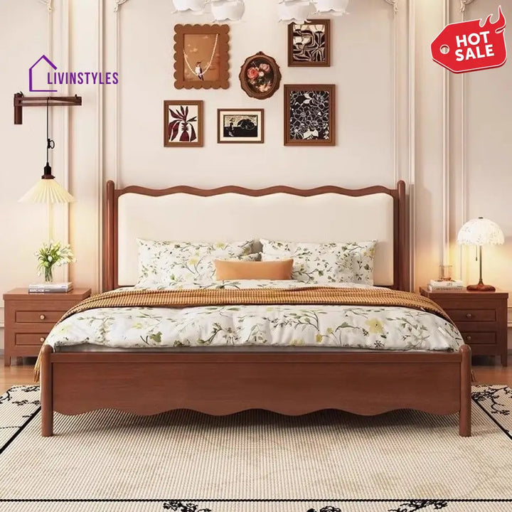 Antonina Solid Walnut Wood Bed for Luxury Homes