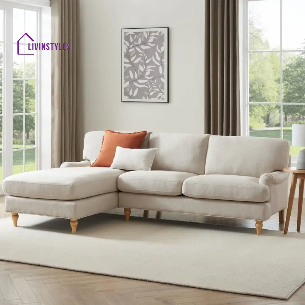 Antonio Left Hand Chaise Sofa | L Shaped Sofa - Beige - Sofas