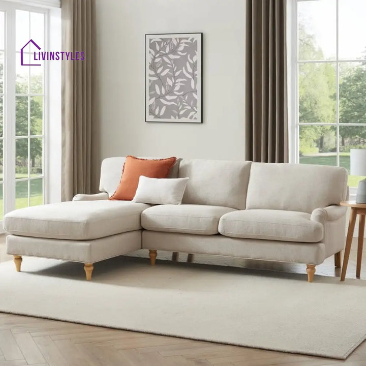 Antonio Left Hand Chaise Sofa | L Shaped Sofa - Beige - Sofas