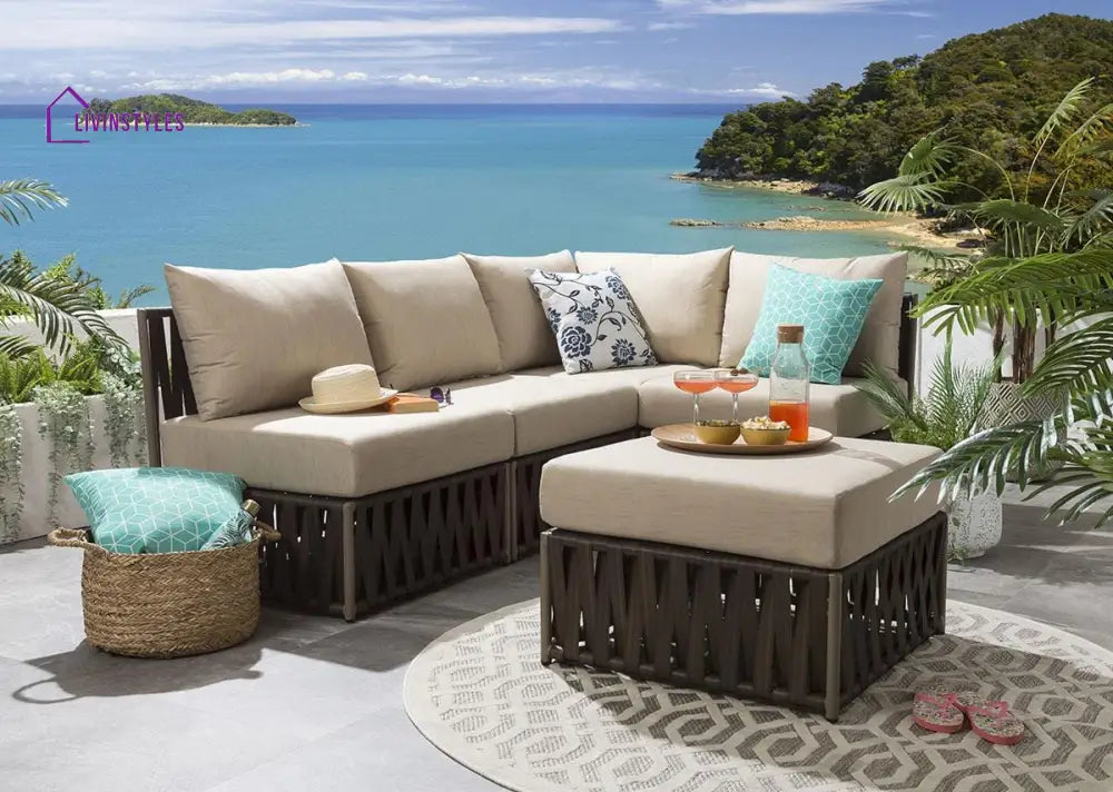 Antonio Outdoor Sofa Set 4 Seater and 1 Ottoman Set (Brown) - Sofa Sets