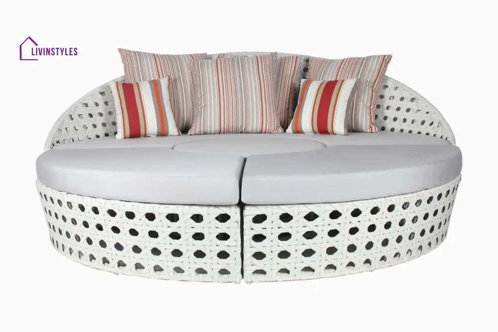 Anunc Outdoor Poolside Sunbed With Cushion Daybed (White) - Sunbed