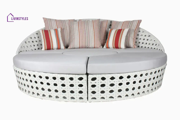 Anunc Outdoor Poolside Sunbed With Cushion Daybed (White) - Sunbed