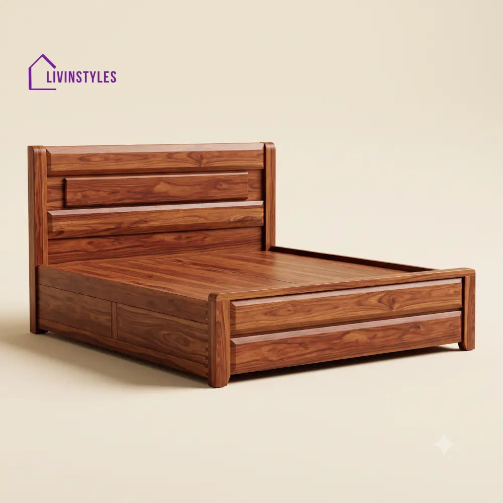 Anupriya Sheesham Wood Bed With Box Storage | Wooden Bed