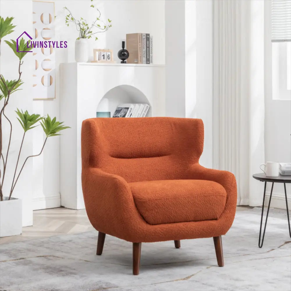 Anura Solid Wood and Fabric Arm Chair | Living Room Chair | Lounge Chair