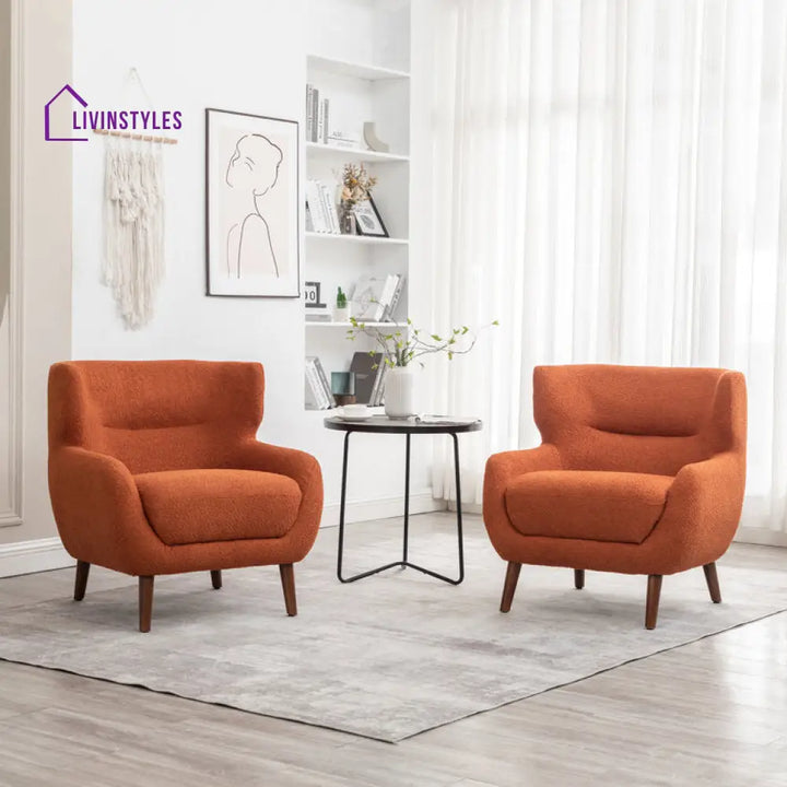 Anura Solid Wood and Fabric Arm Chair | Living Room Chair | Lounge Chair