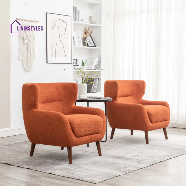 Anura Solid Wood and Fabric Arm Chair | Living Room Chair | Lounge Chair