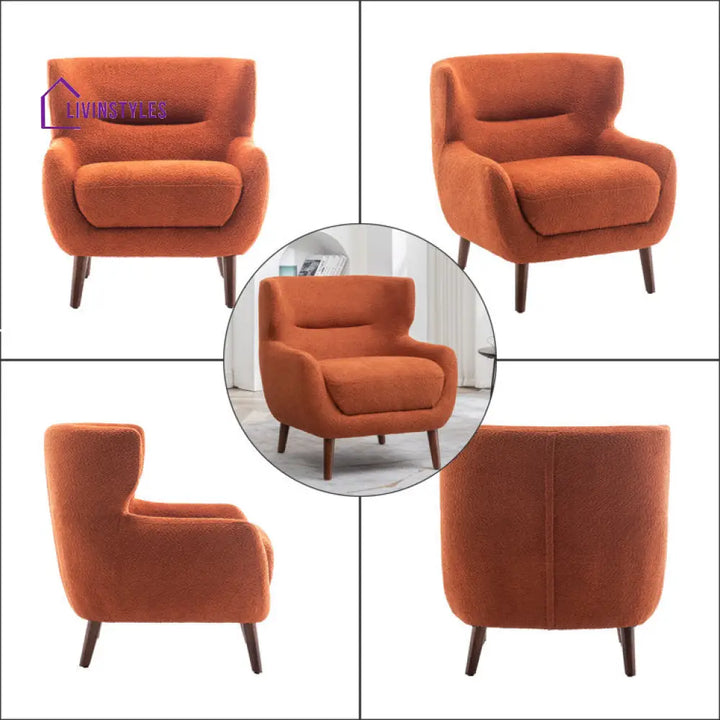 Anura Solid Wood and Fabric Arm Chair | Living Room Chair | Lounge Chair
