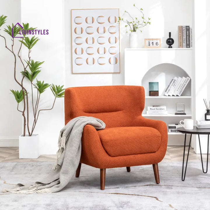 Anura Solid Wood and Fabric Arm Chair | Living Room Chair | Lounge Chair