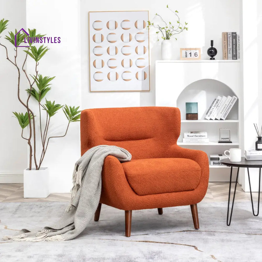 Anura Solid Wood and Fabric Arm Chair | Living Room Chair | Lounge Chair