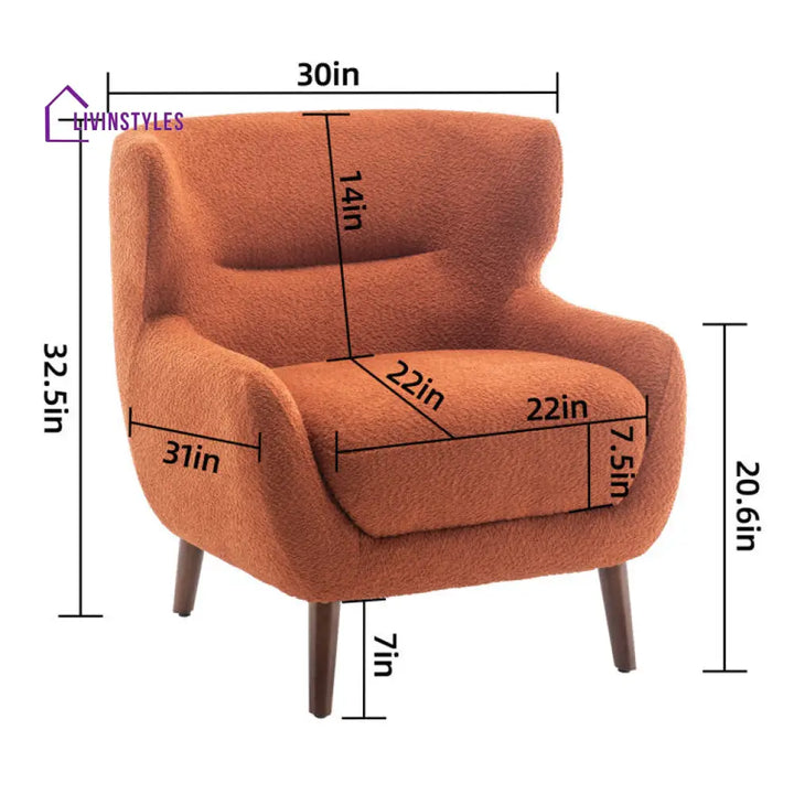 Anura Solid Wood and Fabric Arm Chair | Living Room Chair | Lounge Chair